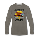 Born To Fly - Red Biplane - Men's Premium Long Sleeve T-Shirt - asphalt gray