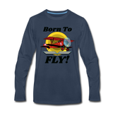 Born To Fly - Red Biplane - Men's Premium Long Sleeve T-Shirt - navy