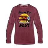 Born To Fly - Red Biplane - Men's Premium Long Sleeve T-Shirt - heather burgundy