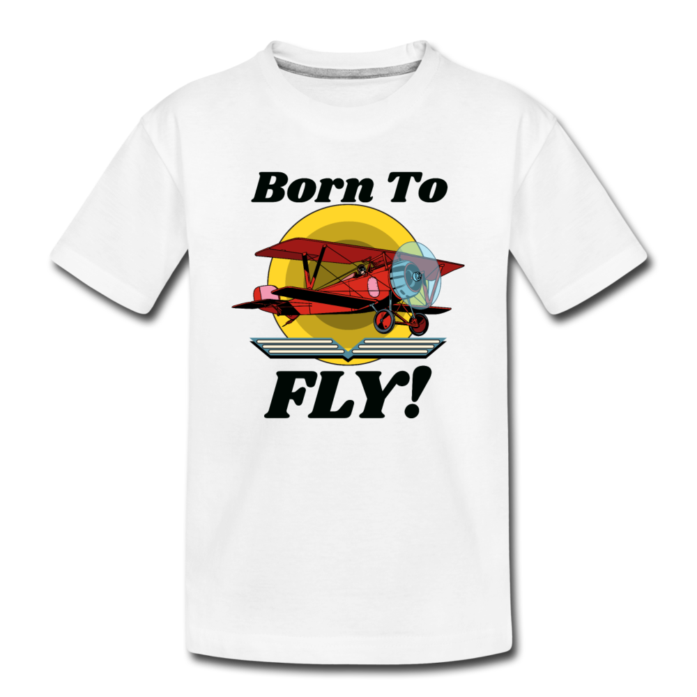 Born To Fly - Red Biplane - Toddler Premium T-Shirt - white