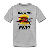 Born To Fly - Red Biplane - Toddler Premium T-Shirt - heather gray