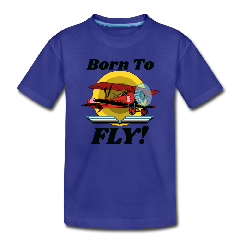 Born To Fly - Red Biplane - Toddler Premium T-Shirt - royal blue