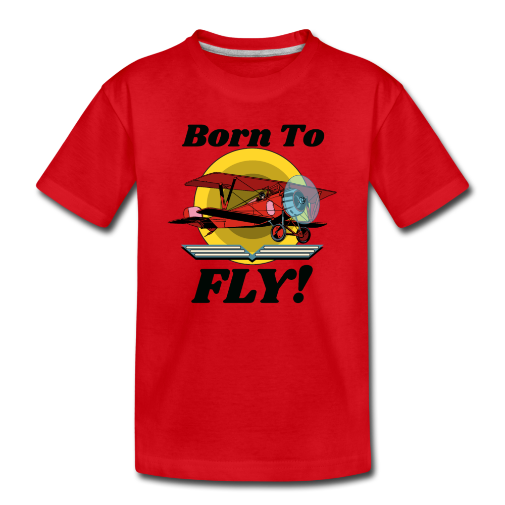 Born To Fly - Red Biplane - Toddler Premium T-Shirt - red