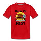 Born To Fly - Red Biplane - Toddler Premium T-Shirt - red