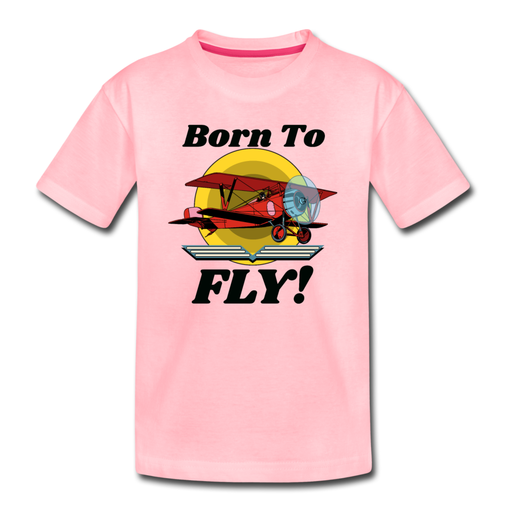 Born To Fly - Red Biplane - Toddler Premium T-Shirt - pink