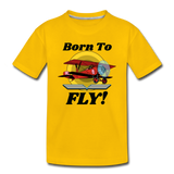 Born To Fly - Red Biplane - Toddler Premium T-Shirt - sun yellow