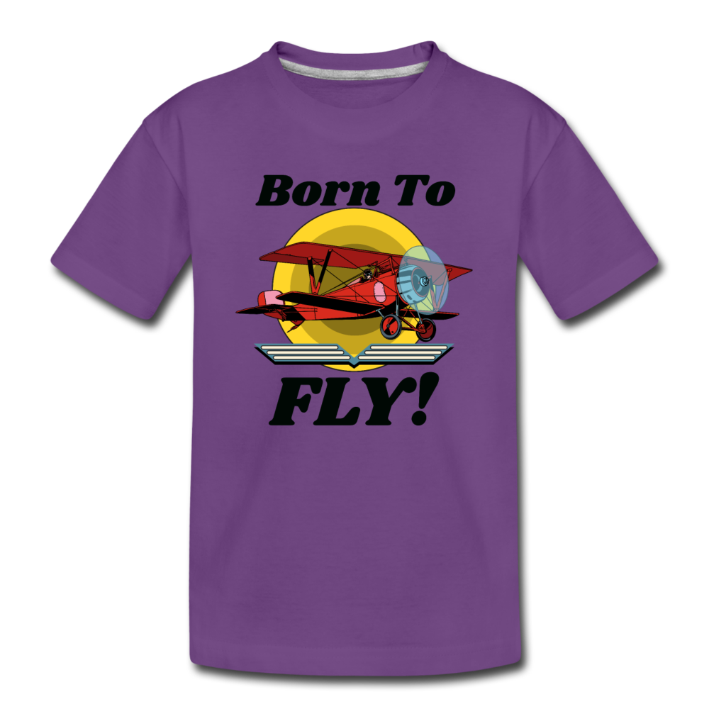 Born To Fly - Red Biplane - Toddler Premium T-Shirt - purple