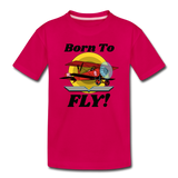 Born To Fly - Red Biplane - Toddler Premium T-Shirt - dark pink