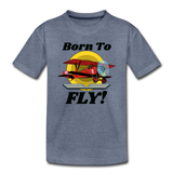 Born To Fly - Red Biplane - Toddler Premium T-Shirt - heather blue