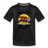 Born To Fly - Red Biplane - Toddler Premium T-Shirt - charcoal gray