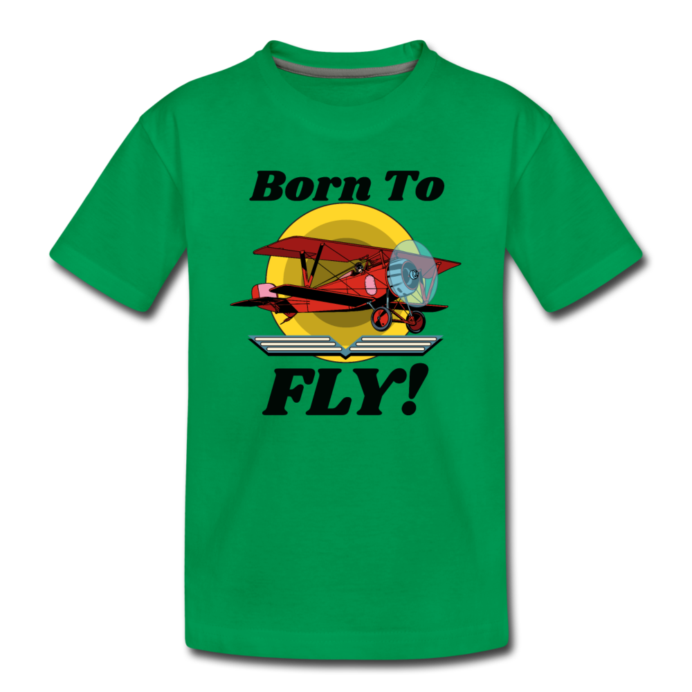 Born To Fly - Red Biplane - Toddler Premium T-Shirt - kelly green