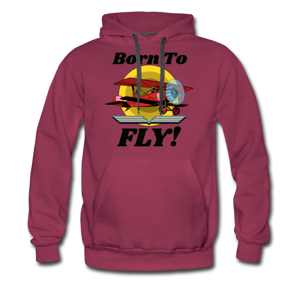 Born To Fly - Red Biplane - Men’s Premium Hoodie - burgundy