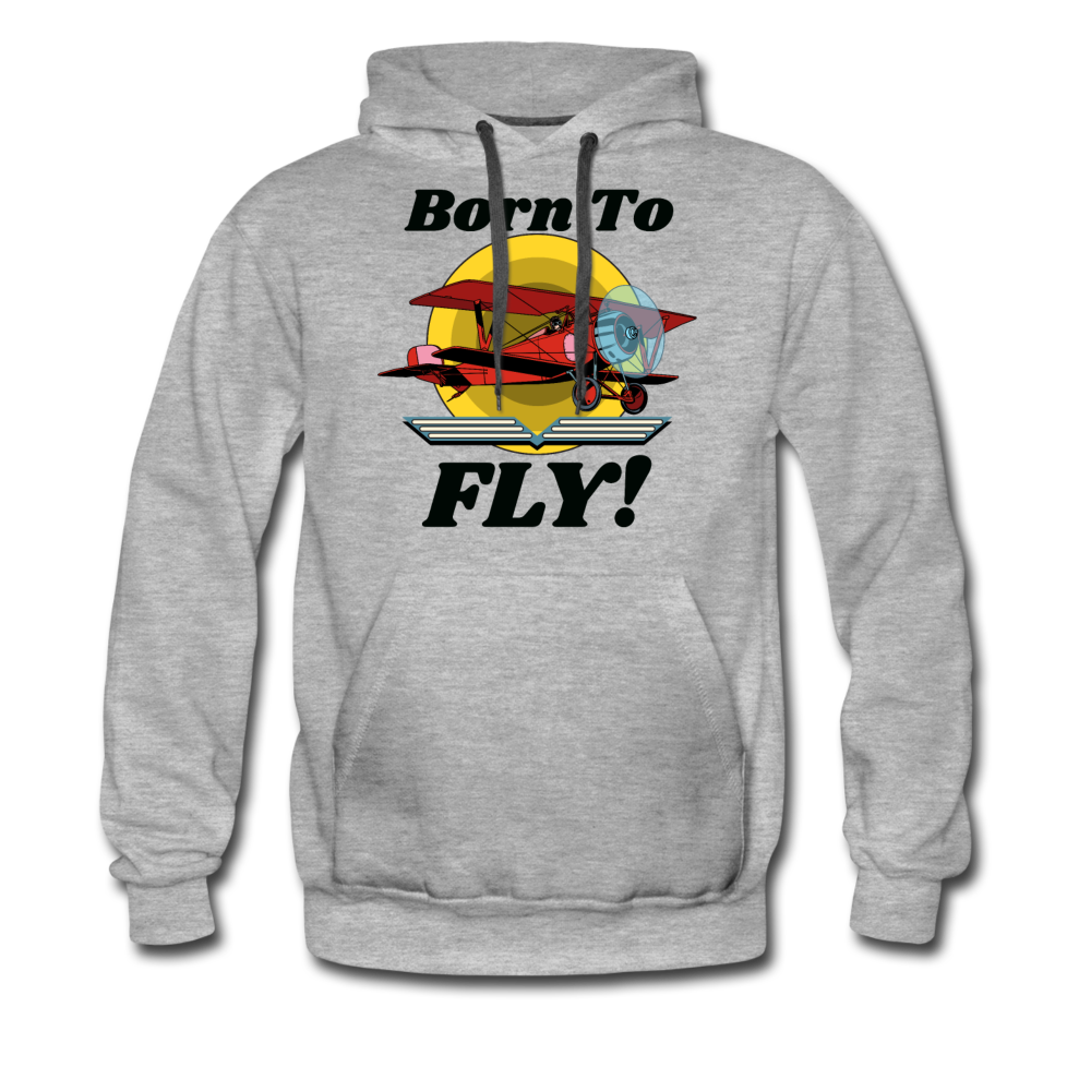 Born To Fly - Red Biplane - Men’s Premium Hoodie - heather gray