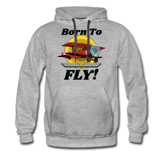 Born To Fly - Red Biplane - Men’s Premium Hoodie - heather gray