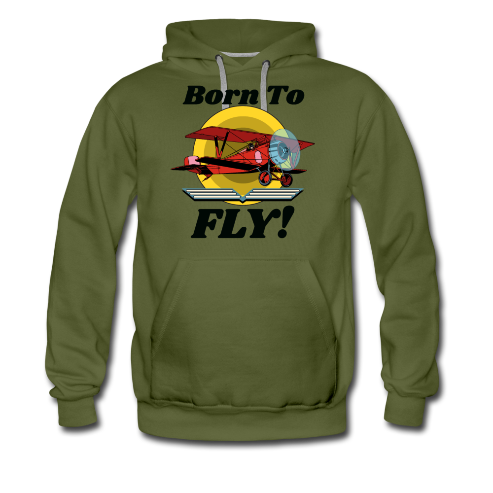 Born To Fly - Red Biplane - Men’s Premium Hoodie - olive green