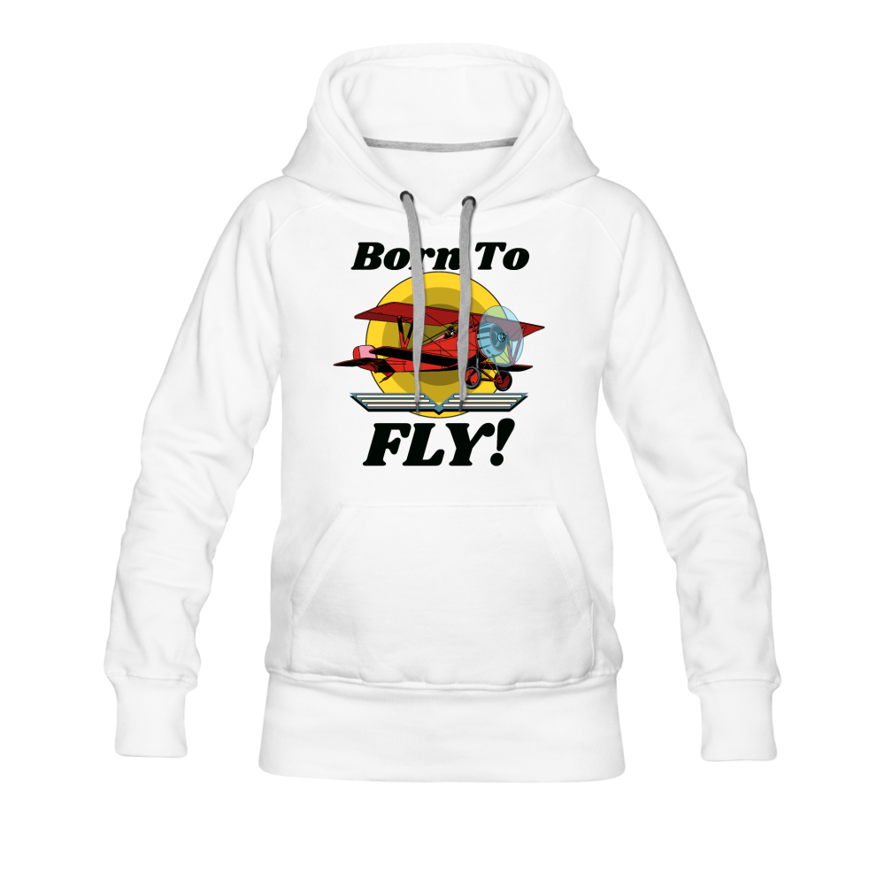 Born To Fly - Red Biplane - Women’s Premium Hoodie - white