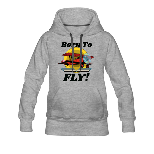 Born To Fly - Red Biplane - Women’s Premium Hoodie - heather gray