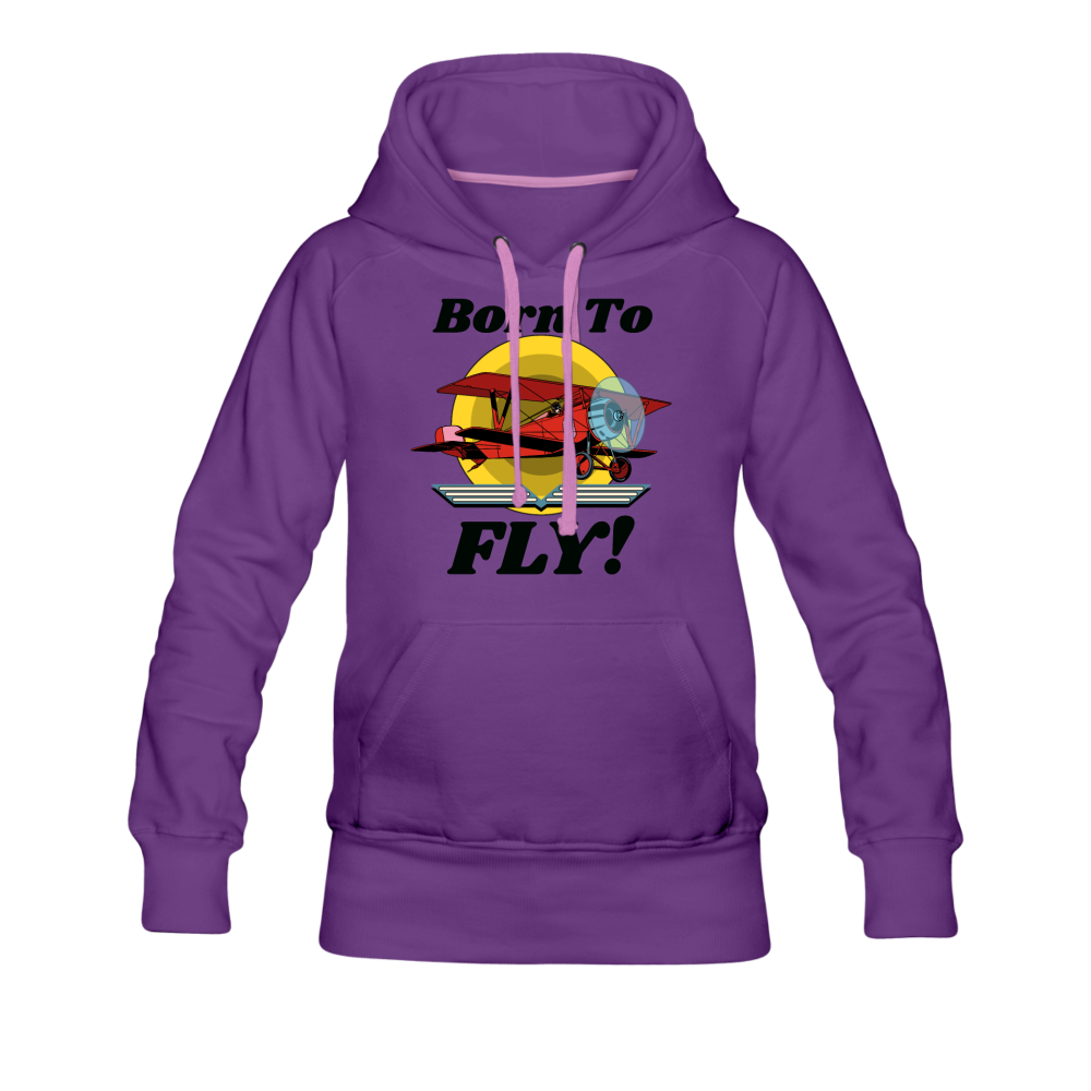 Born To Fly - Red Biplane - Women’s Premium Hoodie - purple