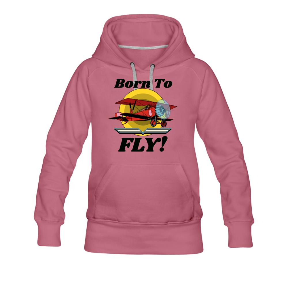 Born To Fly - Red Biplane - Women’s Premium Hoodie - mauve