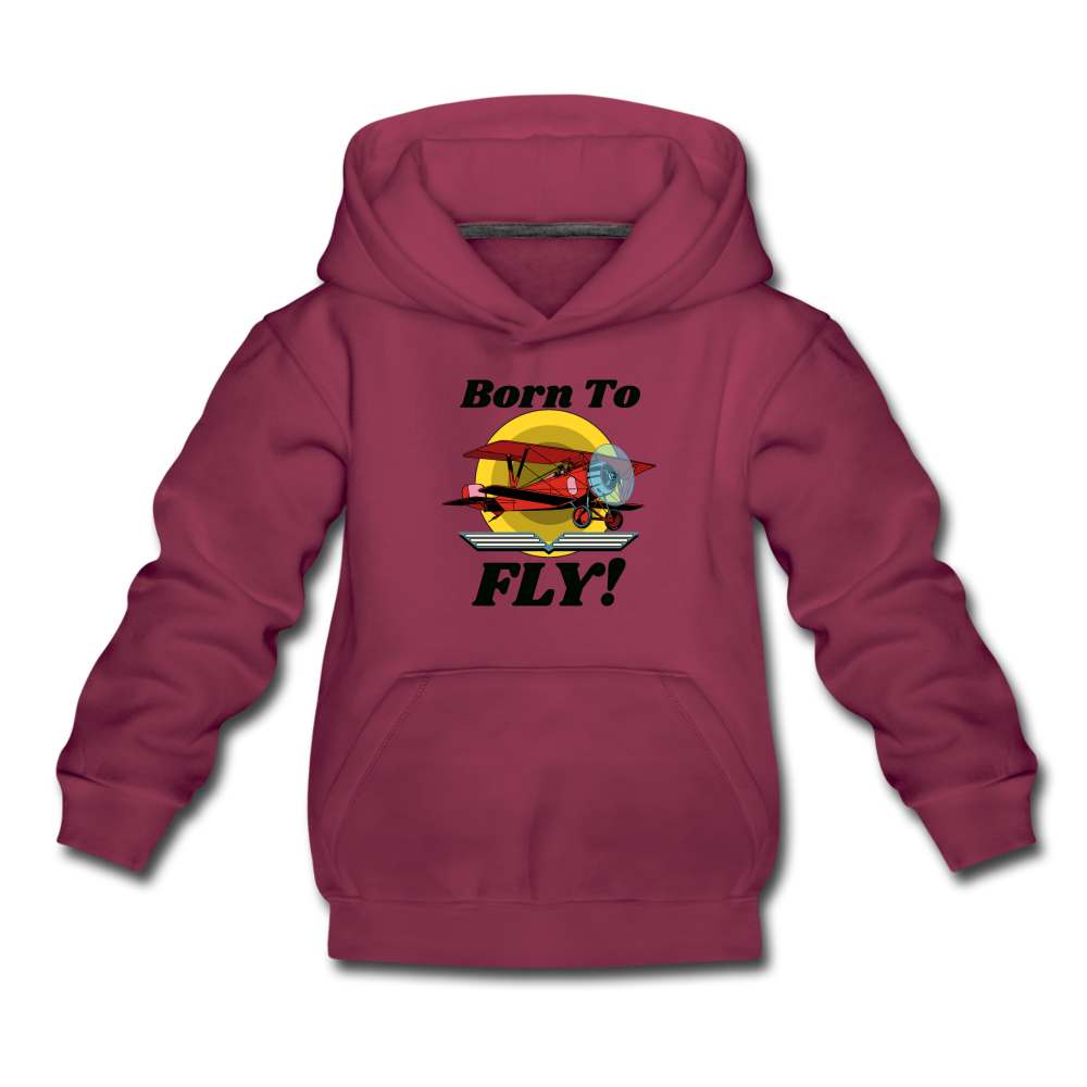 Born To Fly - Red Biplane - Kids‘ Premium Hoodie - burgundy