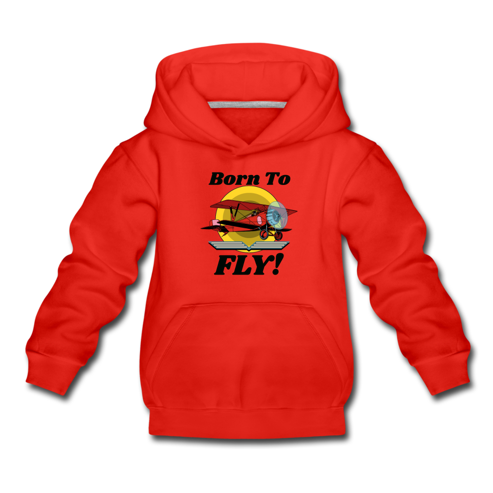 Born To Fly - Red Biplane - Kids‘ Premium Hoodie - red