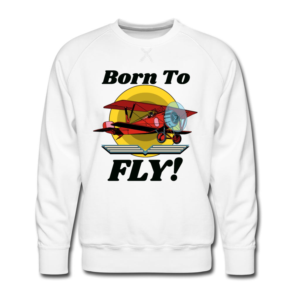 Born To Fly - Red Biplane - Men’s Premium Sweatshirt - white