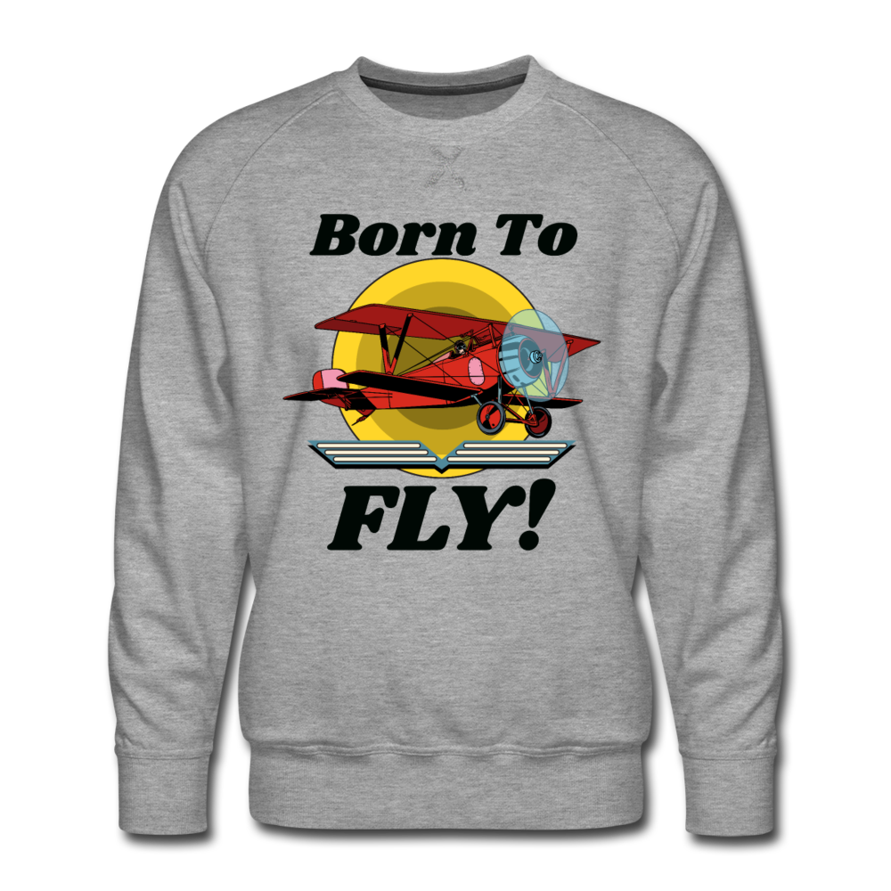 Born To Fly - Red Biplane - Men’s Premium Sweatshirt - heather gray