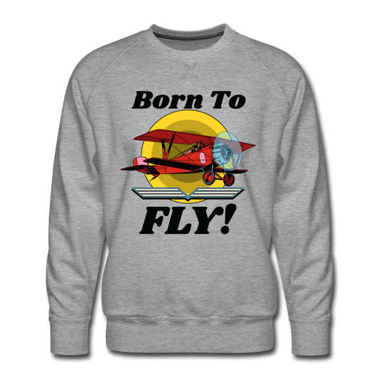 Born To Fly - Red Biplane - Men’s Premium Sweatshirt - heather gray