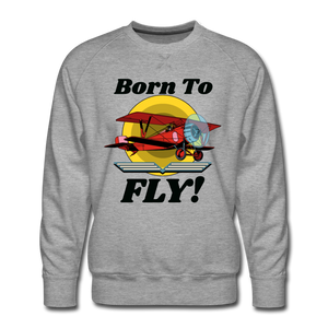 Born To Fly - Red Biplane - Men’s Premium Sweatshirt - heather gray