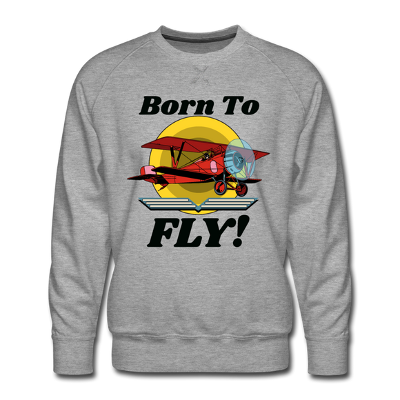 Born To Fly - Red Biplane - Men’s Premium Sweatshirt - heather gray
