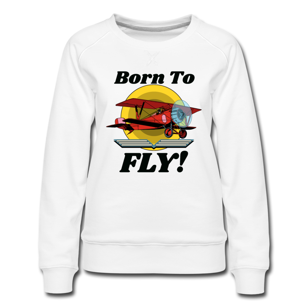 Born To Fly - Red Biplane - Women’s Premium Sweatshirt - white