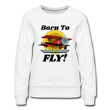 Born To Fly - Red Biplane - Women’s Premium Sweatshirt - white