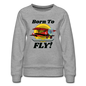 Born To Fly - Red Biplane - Women’s Premium Sweatshirt - heather gray