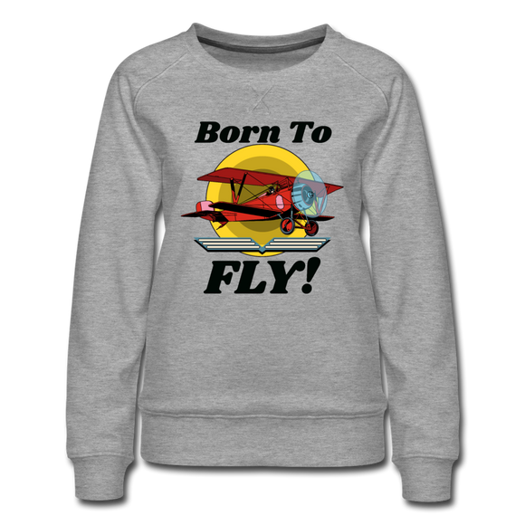 Born To Fly - Red Biplane - Women’s Premium Sweatshirt - heather gray