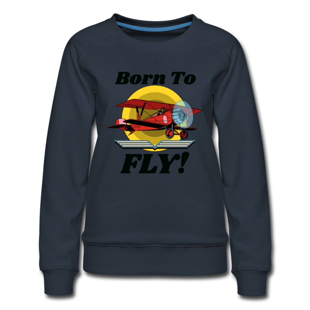 Born To Fly - Red Biplane - Women’s Premium Sweatshirt - navy