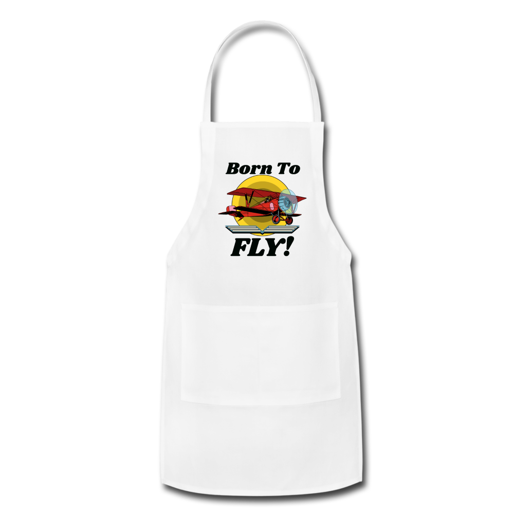 Born To Fly - Red Biplane - Adjustable Apron - white