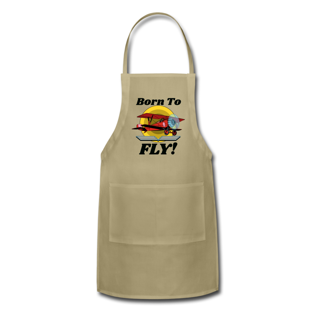 Born To Fly - Red Biplane - Adjustable Apron - khaki