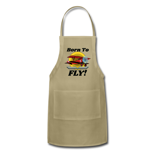 Born To Fly - Red Biplane - Adjustable Apron - khaki