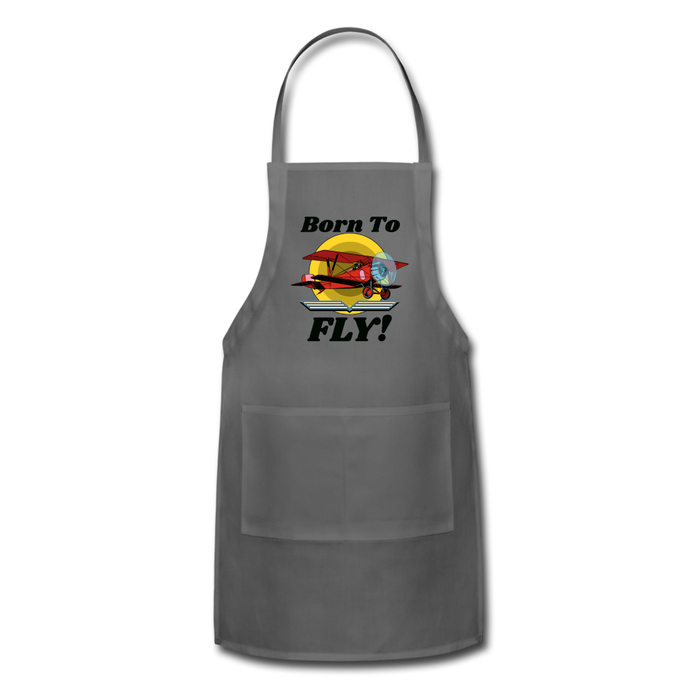 Born To Fly - Red Biplane - Adjustable Apron - charcoal