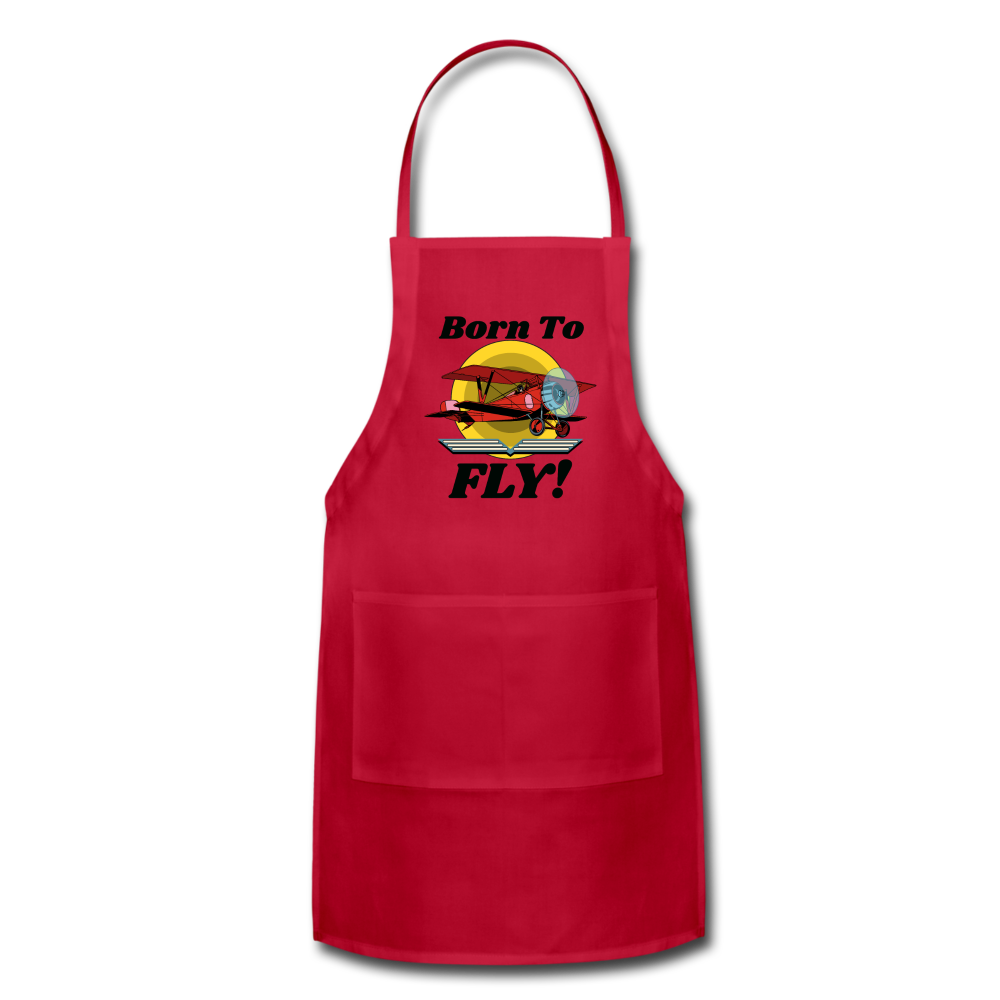 Born To Fly - Red Biplane - Adjustable Apron - red