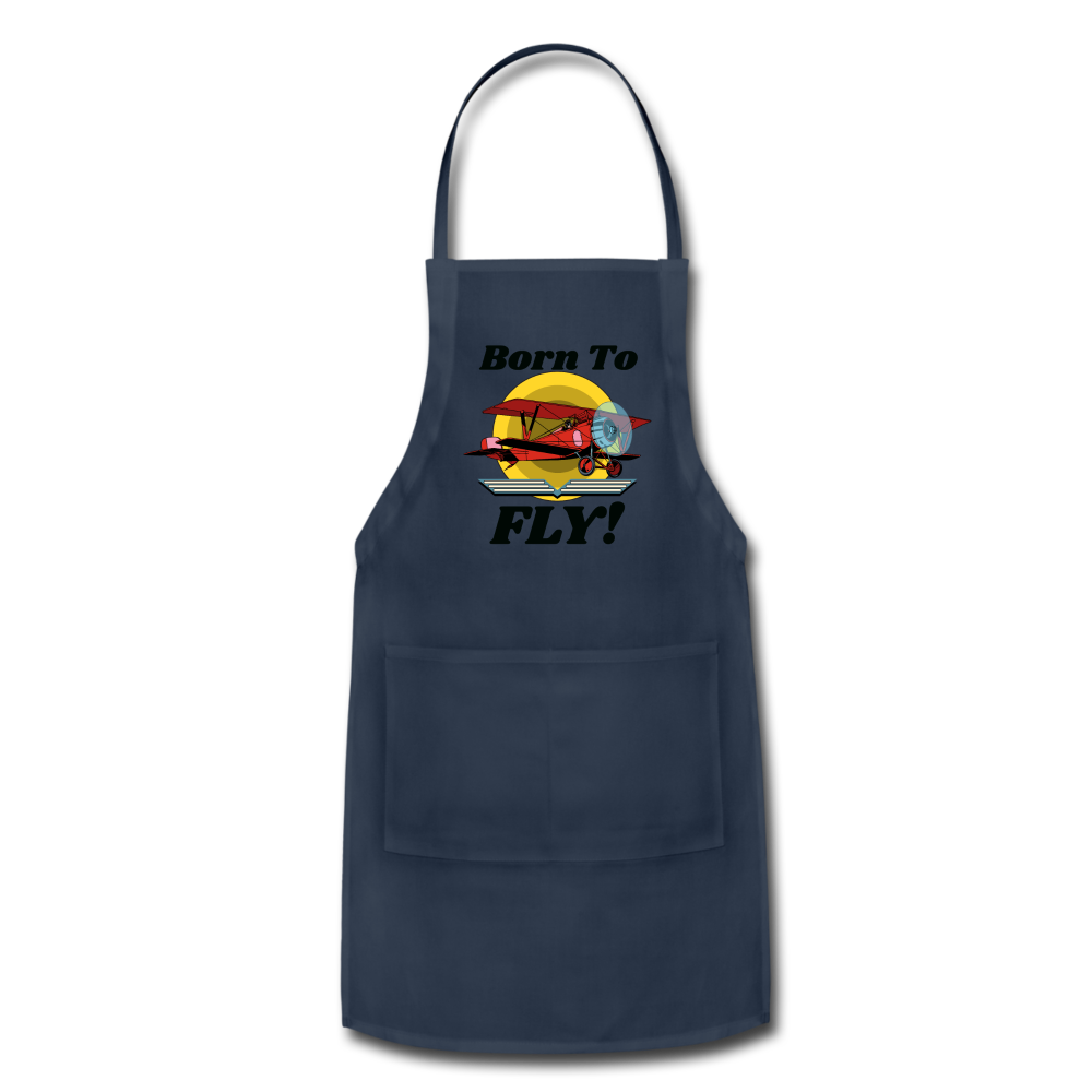 Born To Fly - Red Biplane - Adjustable Apron - navy