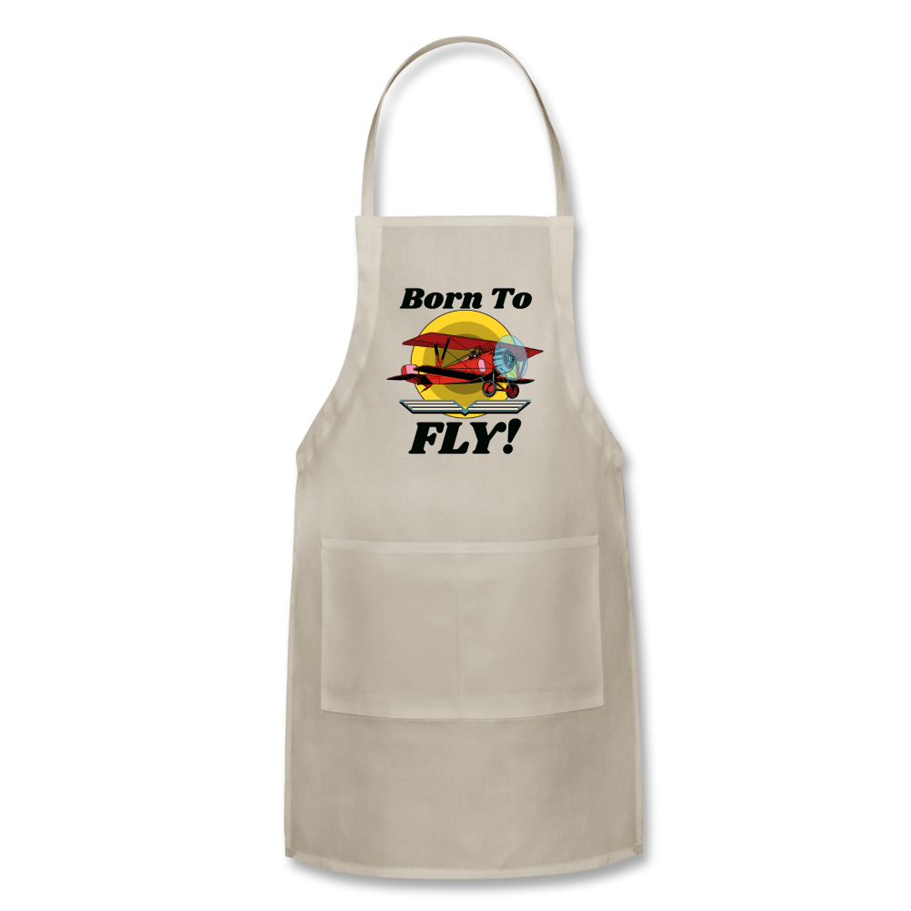 Born To Fly - Red Biplane - Adjustable Apron - natural