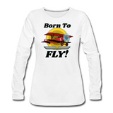 Born To Fly - Red Biplane - Women's Premium Long Sleeve T-Shirt - white