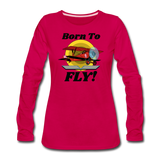 Born To Fly - Red Biplane - Women's Premium Long Sleeve T-Shirt - dark pink