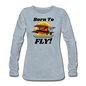 Born To Fly - Red Biplane - Women's Premium Long Sleeve T-Shirt - heather ice blue