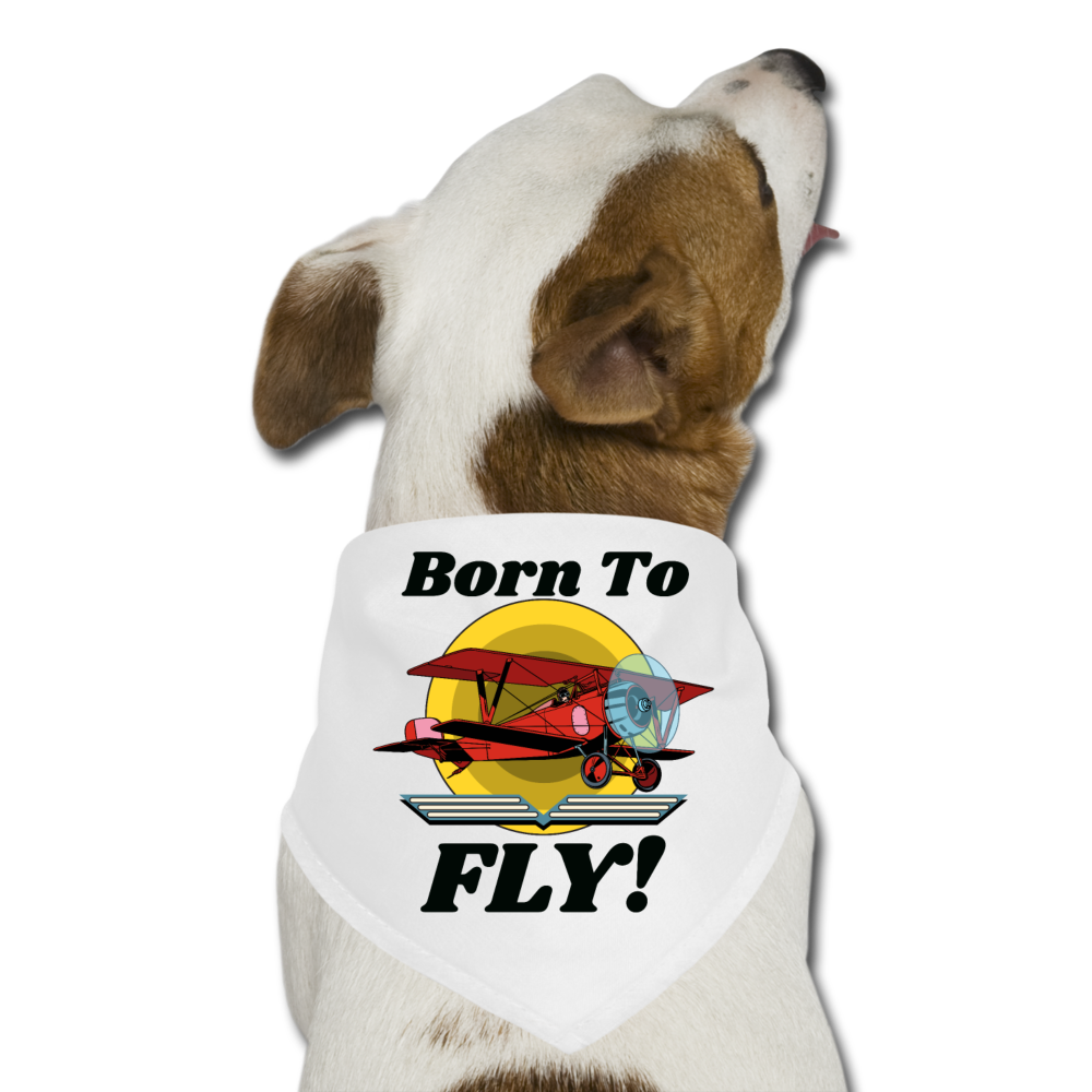 Born To Fly - Red Biplane - Pet Bandana - white