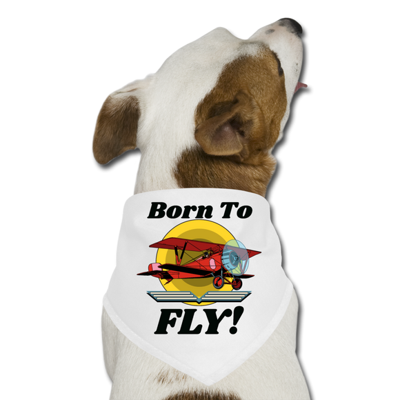 Born To Fly - Red Biplane - Pet Bandana - white