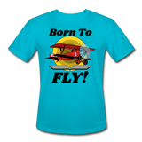 Born To Fly - Red Biplane - Men’s Moisture Wicking Performance T-Shirt - turquoise