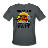 Born To Fly - Red Biplane - Men’s Moisture Wicking Performance T-Shirt - charcoal