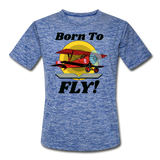 Born To Fly - Red Biplane - Men’s Moisture Wicking Performance T-Shirt - heather blue